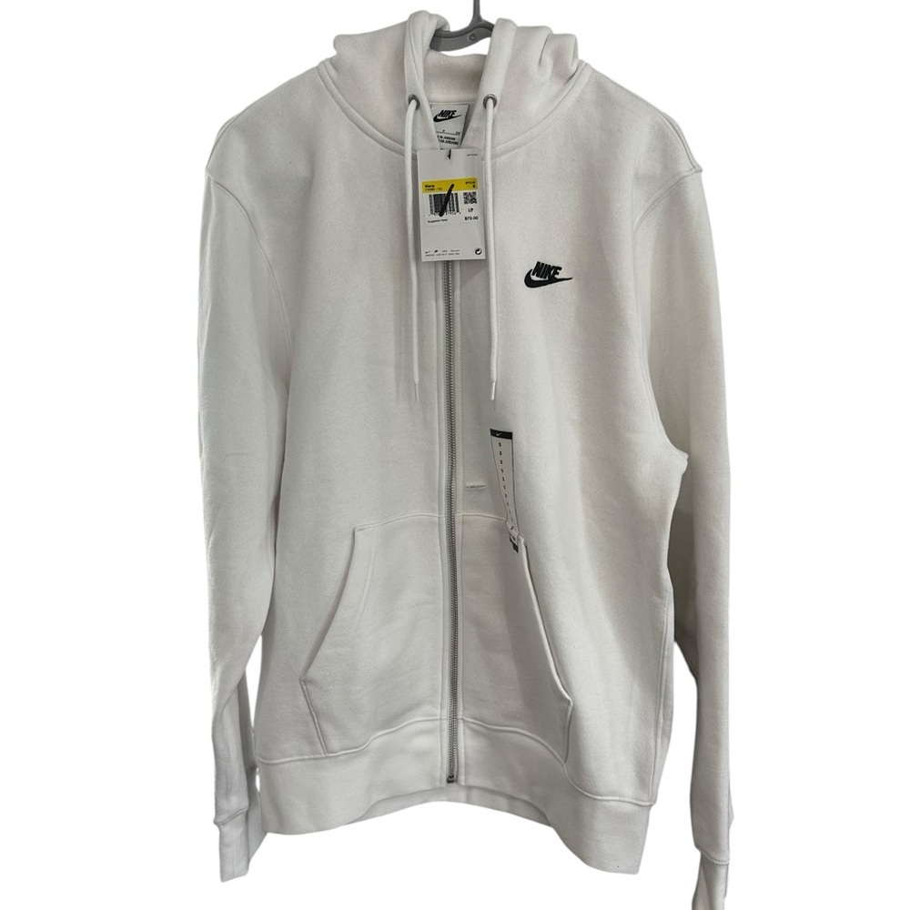 NWT Nike Sportswear Club White Full-Zip Hoodie Sweatshirt